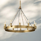 Camina Luxury Vintage Round Chandelier-Round 26'' 12-Light-Lacquered Brass-Filament