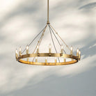 Camina Luxury Vintage Round Chandelier-Round 26'' 12-Light-Lacquered Brass-Candelabra
