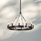 Camina Luxury Vintage Round Chandelier-Round 26'' 12-Light-Matte Black-Candelabra