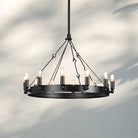 Camina Luxury Vintage Round Chandelier-Round 26'' 12-Light-Matte Black-Filament