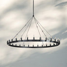 Camina Luxury Vintage Round Chandelier-Round 50'' 24-Light-Matte Black-Candelabra