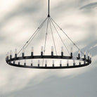 Camina Luxury Vintage Round Chandelier-Round 73'' 36-Light-Matte Black-Candelabra