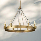 Camina Luxury Vintage Round Chandelier-Round 26'' 12-Light-Lacquered Brass-Filament