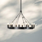 Camina Luxury Vintage Round Chandelier-Round 38'' 18-Light-Matte Black-Filament