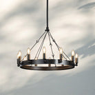 Camina Luxury Vintage Round Chandelier-Round 26'' 12-Light-Matte Black-Candelabra