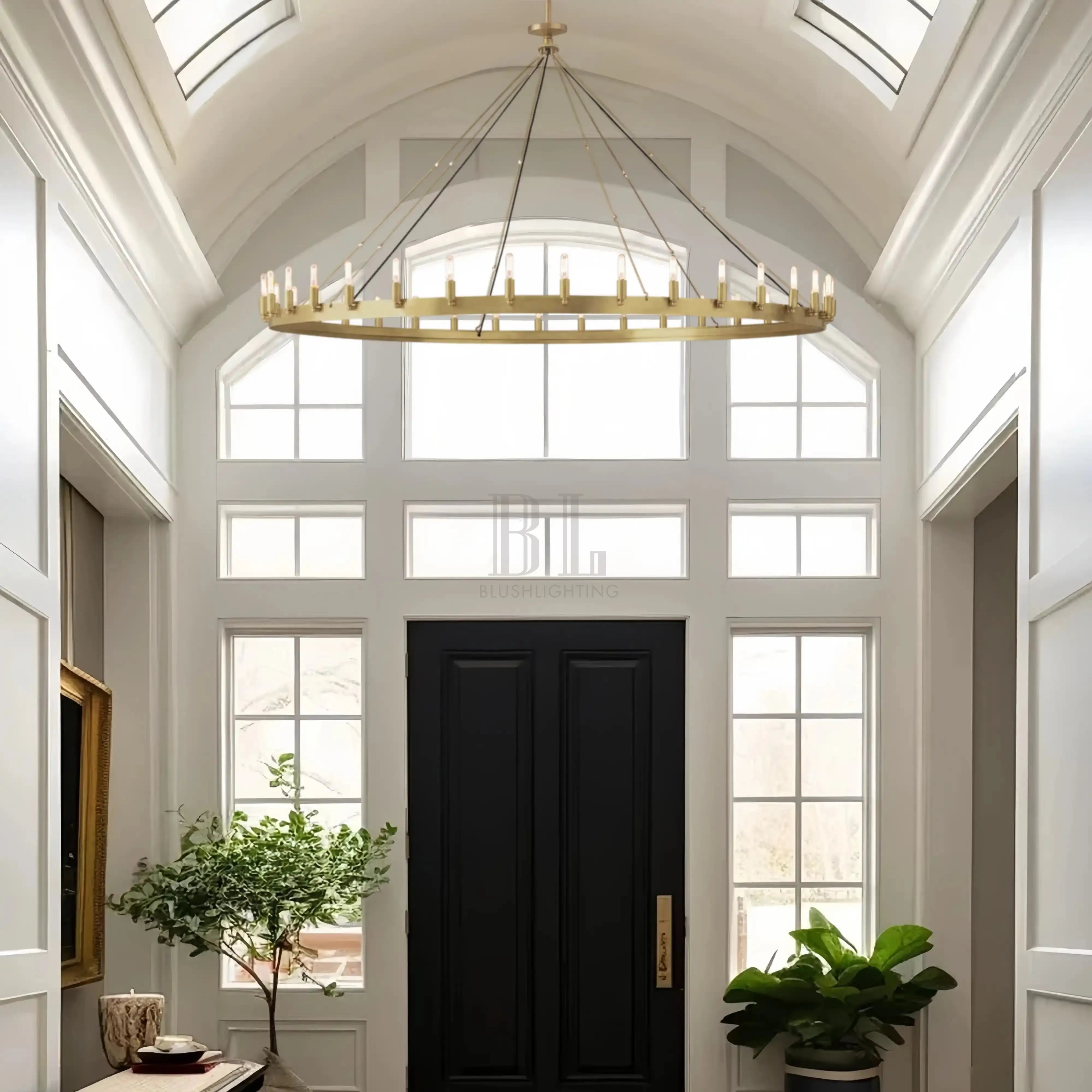 Camina Luxury Vintage Round Chandelier-Round 73'' 36-Light-Lacquered Brass-Filament