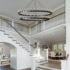 Camina Vintage 2-Tier Round Chandelier-63'' 54-Light-Matte Black-Candelabra