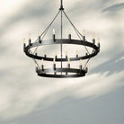 Camina Vintage 2-Tier Round Chandelier-38" 30-Light-Matte Black-Filament