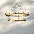 Camina Vintage 2-Tier Round Chandelier-38" 30-Light-Lacquered Brass-Filament