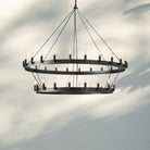Camina Vintage 2-Tier Round Chandelier-50" 42-Light-Matte Black-Filament