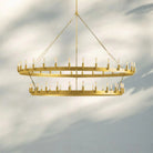 Camina Vintage 2-Tier Round Chandelier-63'' 54-Light-Lacquered Brass-Filament