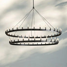 Camina Vintage 2-Tier Round Chandelier-73'' 66-Light-Matte Black-Filament