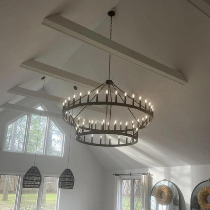 Camina Vintage Filament Two-Tier Round Chandelier 71"