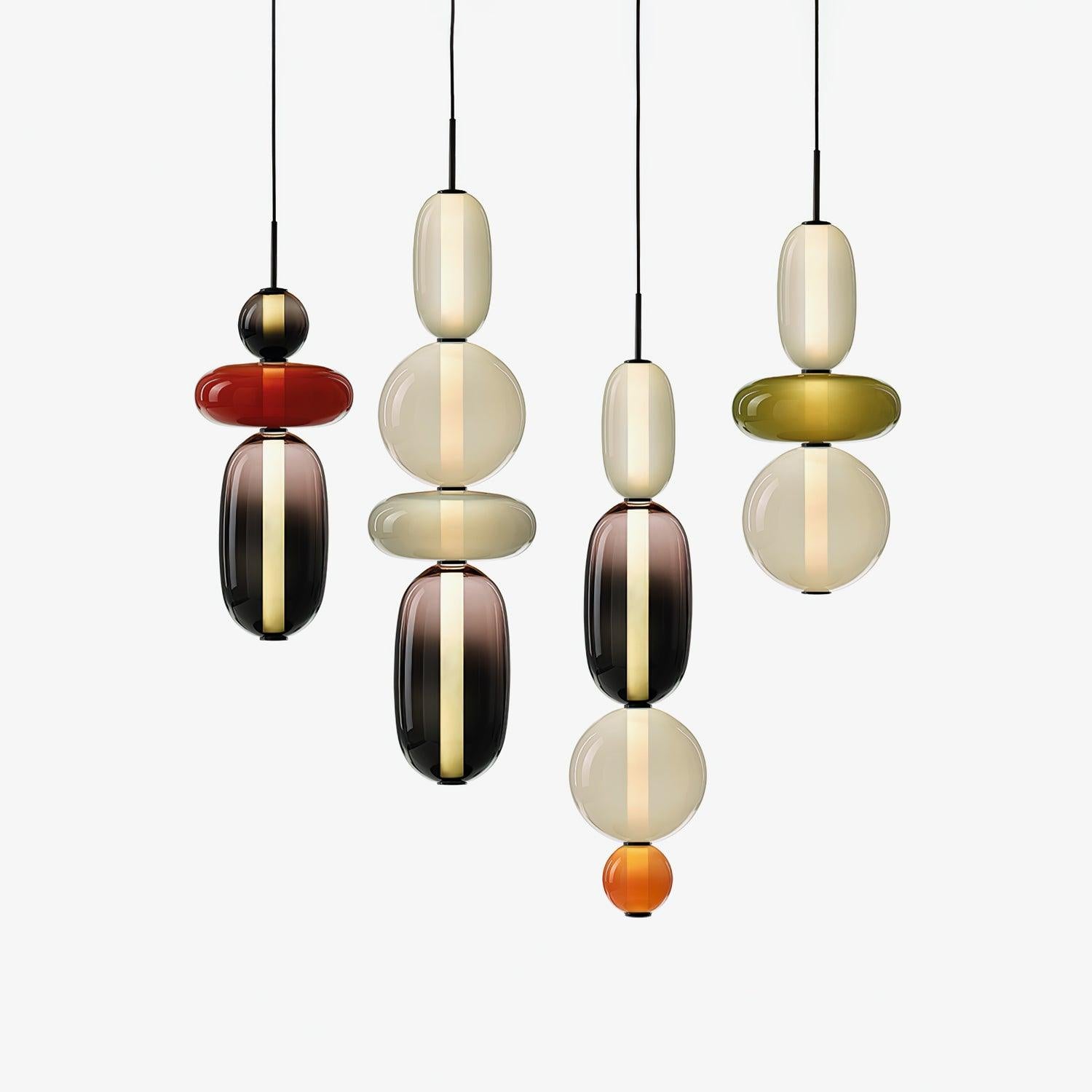 Candied Glass Combo Pendant Light - Long canopy 2 heads A1: L 11.8″ x W 4.7″ x H 59″Warm LightBlushlighting