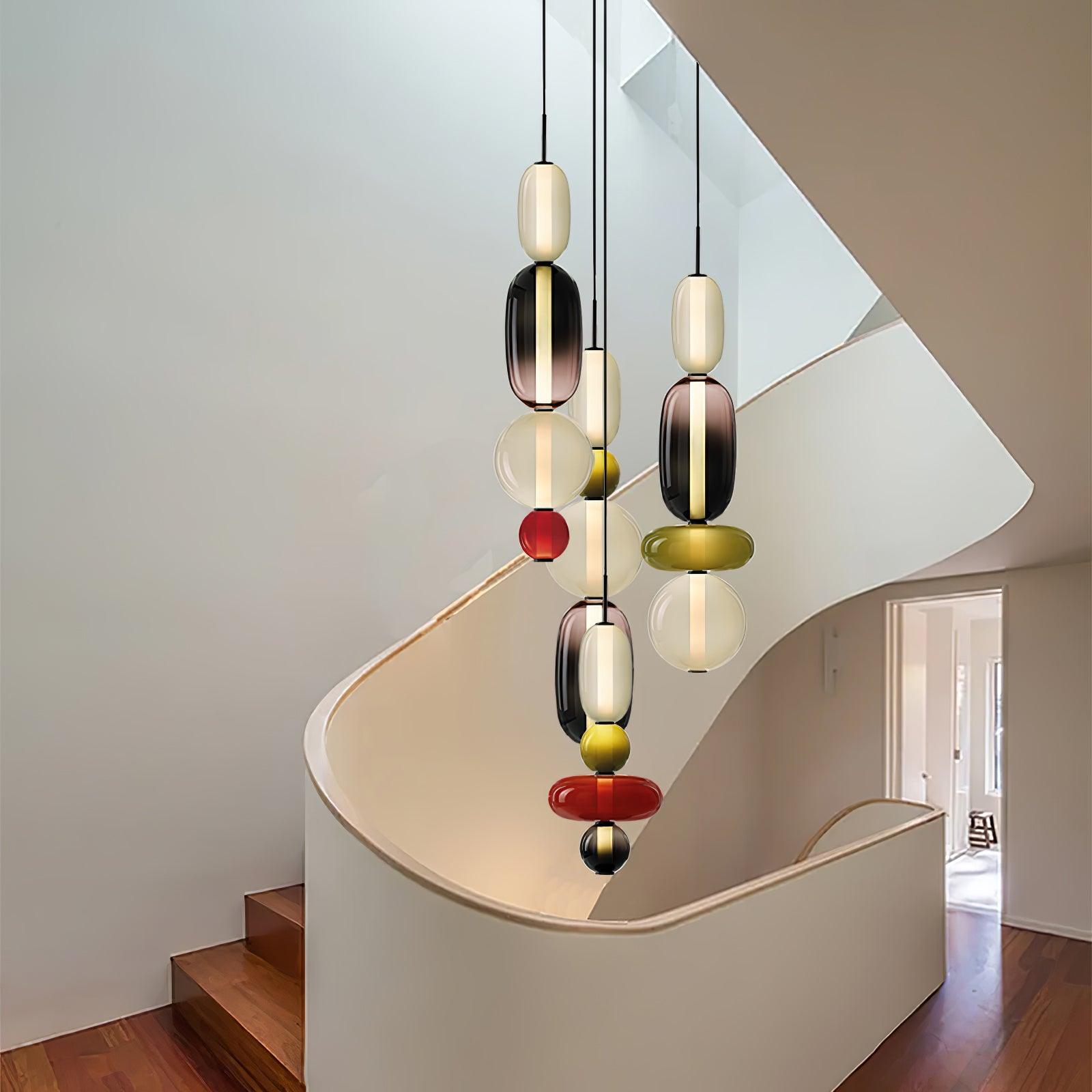 Candied Glass Combo Pendant Light - Long canopy 2 heads A1: L 11.8″ x W 4.7″ x H 59″Warm LightBlushlighting