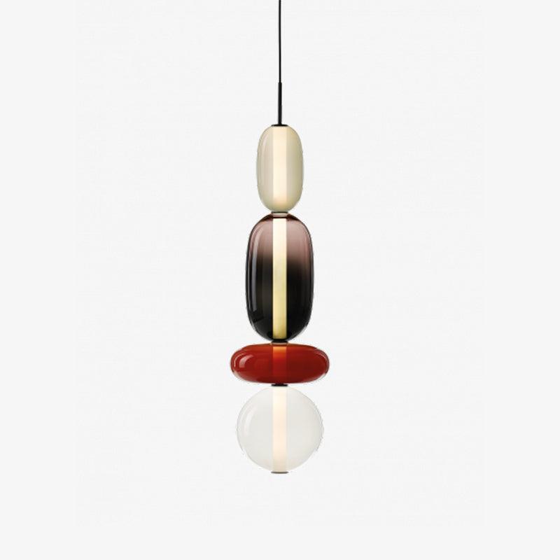 Candied Glass Combo Pendant Light - Long canopy 2 heads A1: L 11.8″ x W 4.7″ x H 59″Warm LightBlushlighting