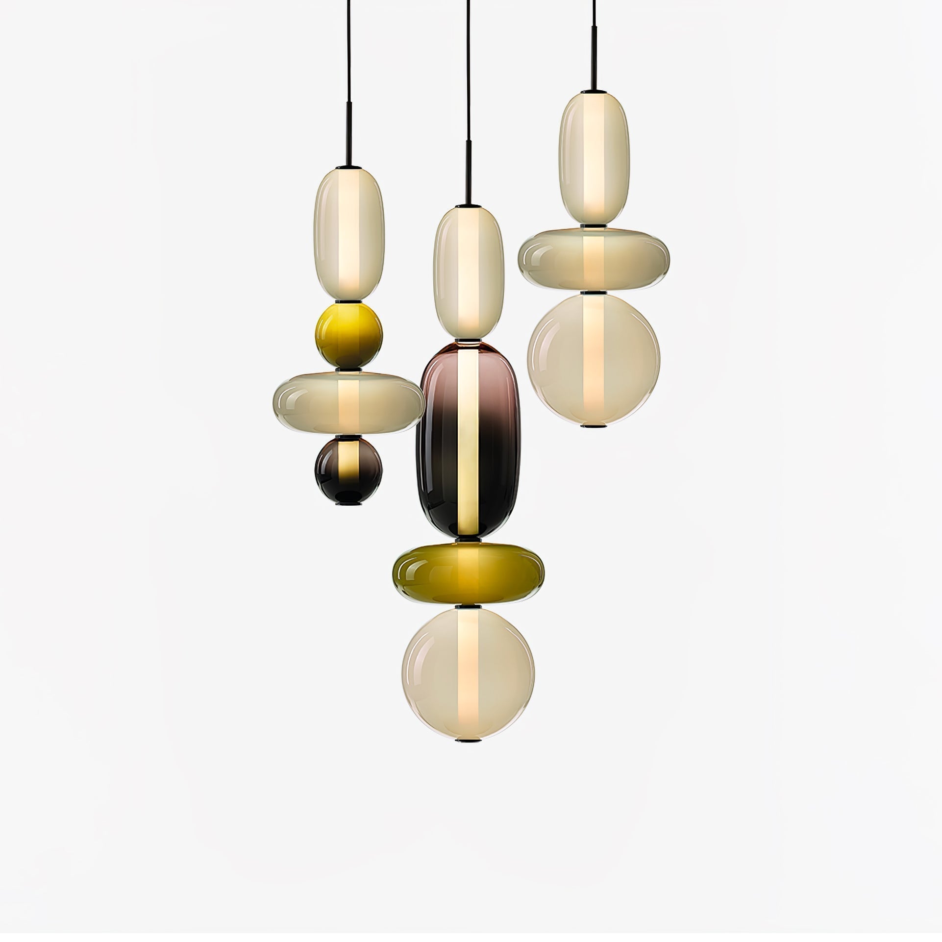 Candied Glass Combo Pendant Light - Long canopy 2 heads A1: L 11.8″ x W 4.7″ x H 59″Warm LightBlushlighting