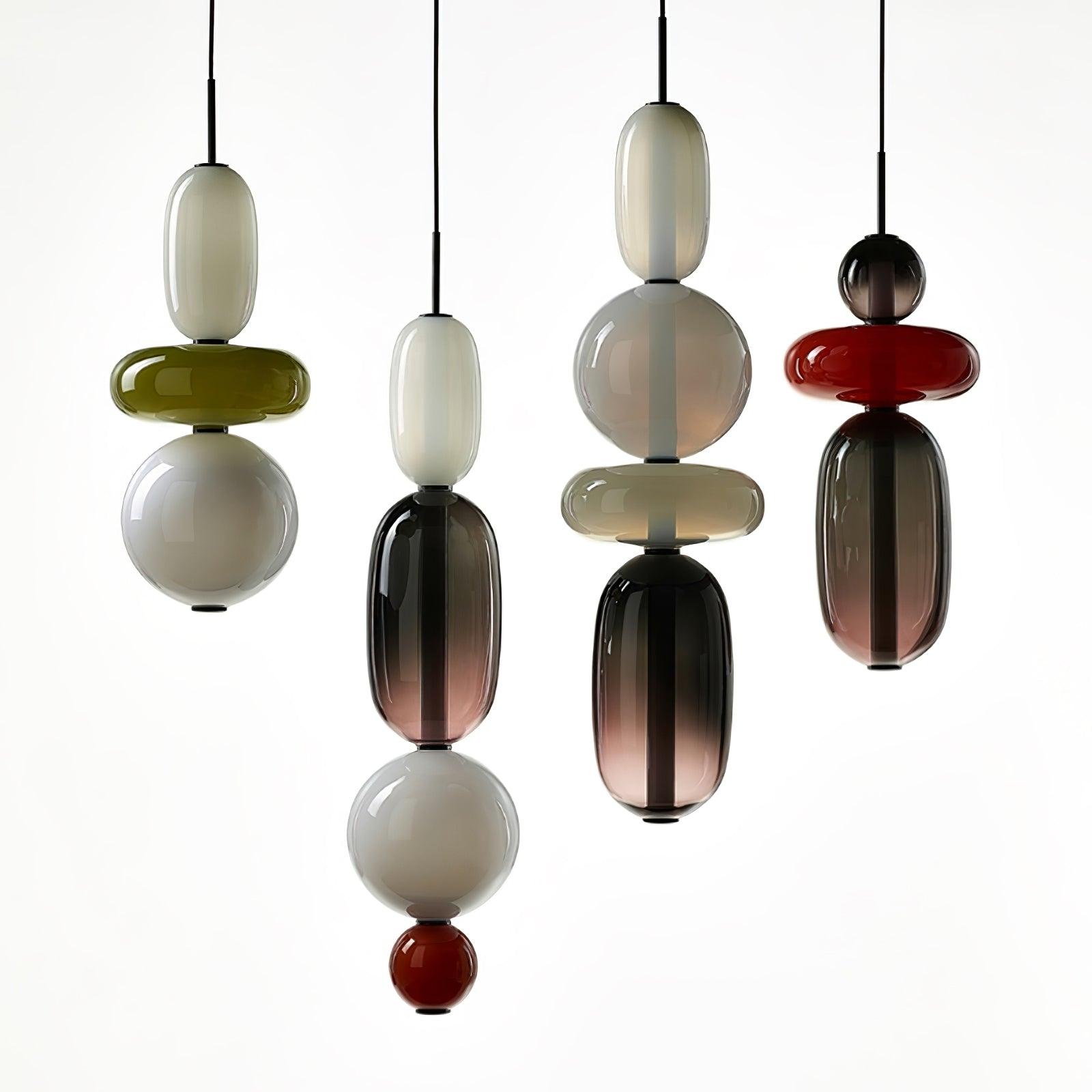 Candied Glass Combo Pendant Light - Long canopy 2 heads A1: L 11.8″ x W 4.7″ x H 59″Warm LightBlushlighting