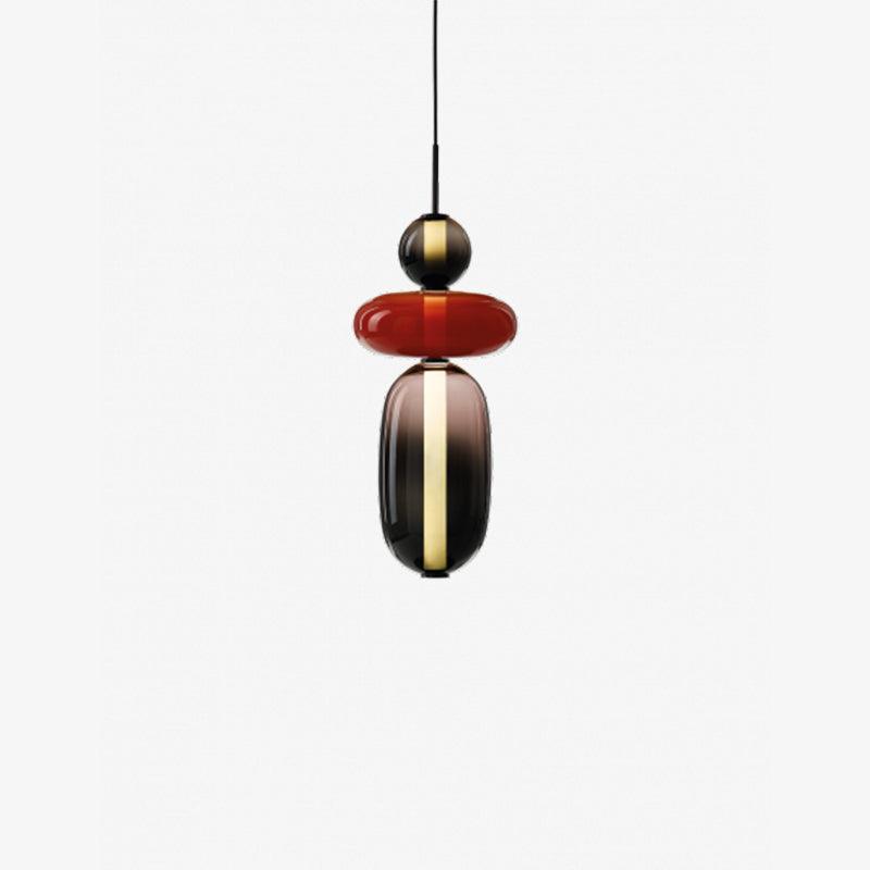Candied Glass Combo Pendant Light - Long canopy 2 heads A1: L 11.8″ x W 4.7″ x H 59″Warm LightBlushlighting