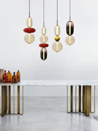 Candied Glass Combo Pendant Light - Long canopy 2 heads A1: L 11.8″ x W 4.7″ x H 59″Warm LightBlushlighting
