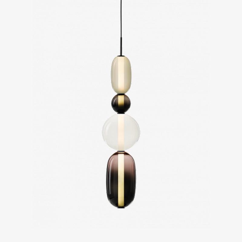Candied Glass Combo Pendant Light - Long canopy 2 heads A1: L 11.8″ x W 4.7″ x H 59″Warm LightBlushlighting