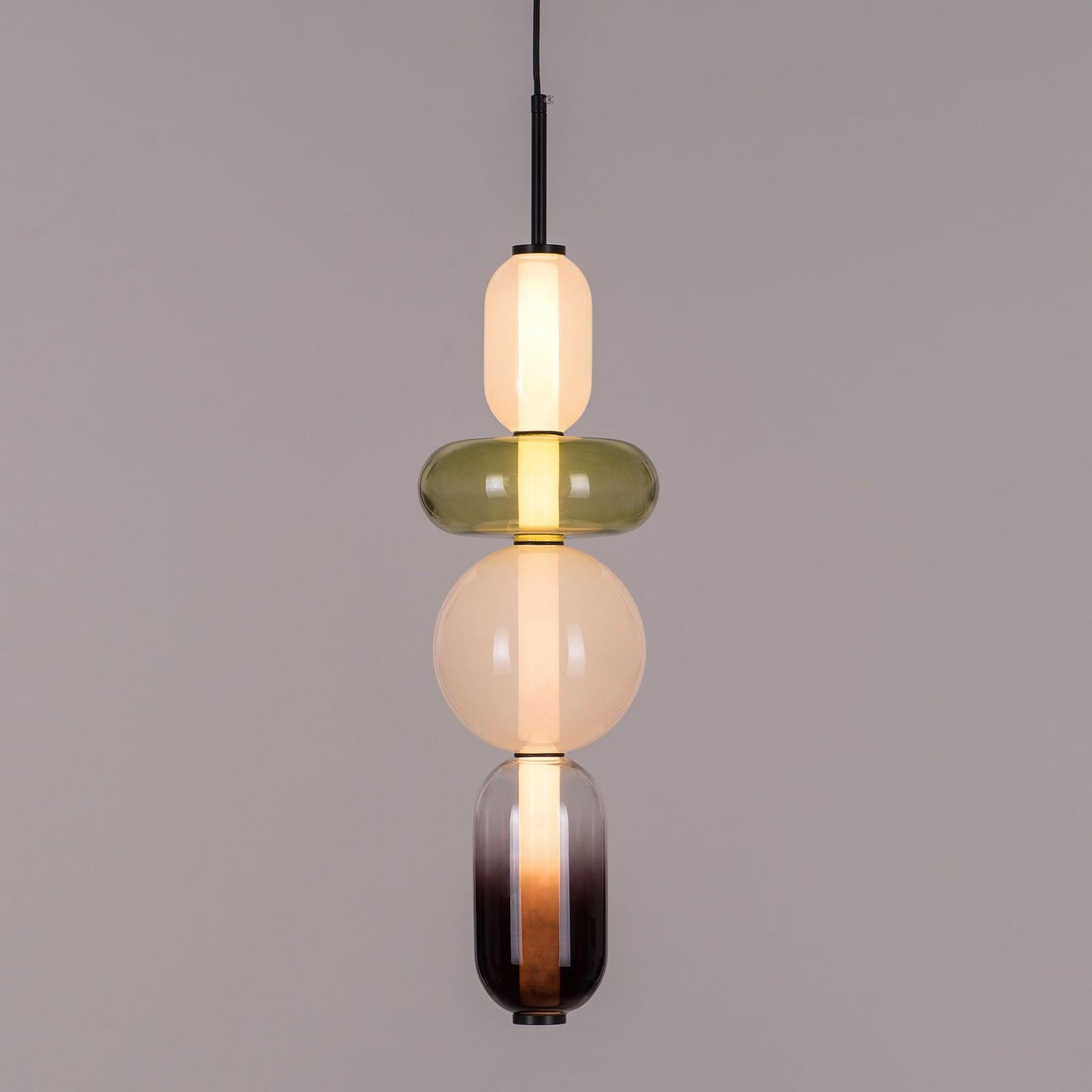 Candied Glass Combo Pendant Light - Long canopy 2 heads A1: L 11.8″ x W 4.7″ x H 59″Warm LightBlushlighting