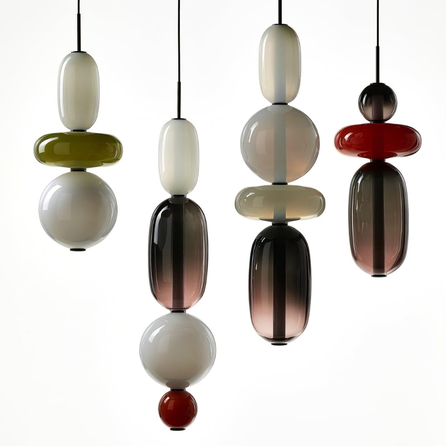 Candied Glass Combo Pendant Light - Long canopy 2 heads A1: L 11.8″ x W 4.7″ x H 59″Warm LightBlushlighting