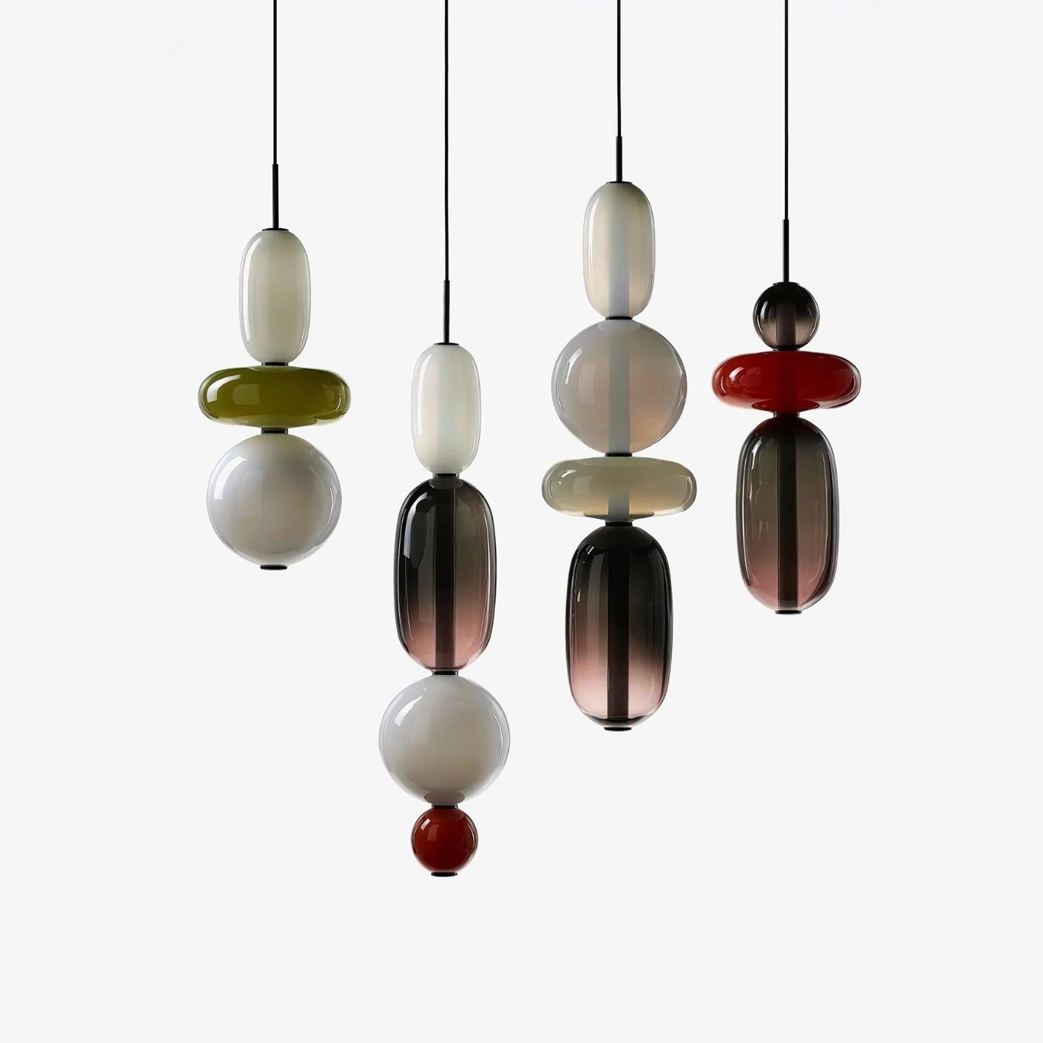 Candied Glass Combo Pendant Light - Long canopy 2 heads A1: L 11.8″ x W 4.7″ x H 59″Warm LightBlushlighting