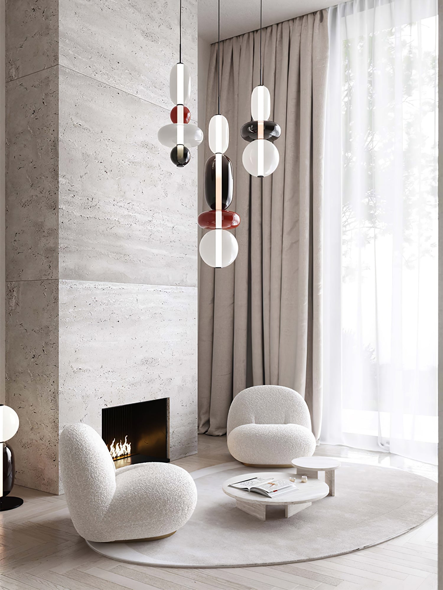 Candied Glass Combo Pendant Light - Long canopy 2 heads A1: L 11.8″ x W 4.7″ x H 59″Warm LightBlushlighting