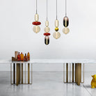 Candied Glass Combo Pendant Light - Long canopy 2 heads A1: L 11.8″ x W 4.7″ x H 59″Warm LightBlushlighting