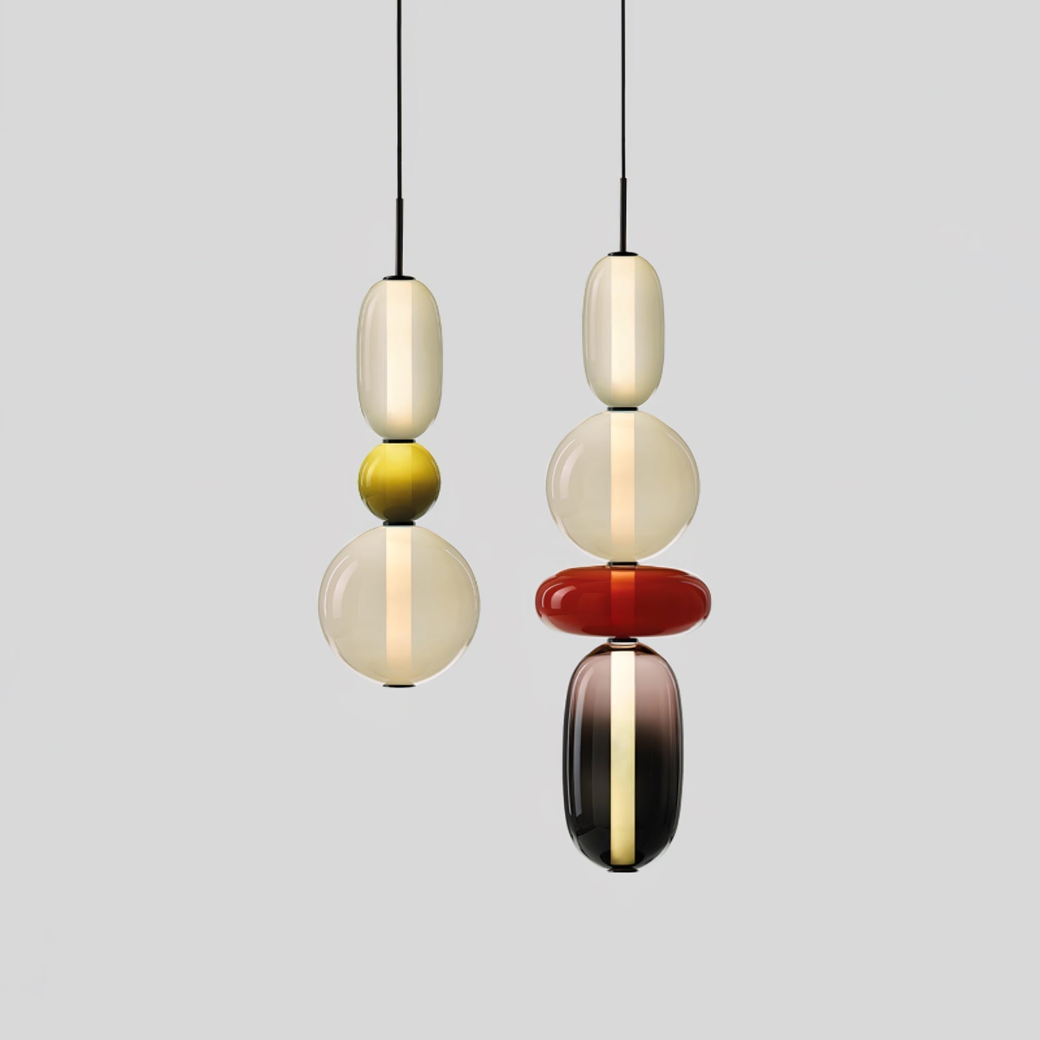 Candied Glass Combo Pendant Light - Long canopy 2 heads A1: L 11.8″ x W 4.7″ x H 59″Warm LightBlushlighting