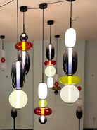Candied Glass Combo Pendant Light - Long canopy 2 heads A1: L 11.8″ x W 4.7″ x H 59″Warm LightBlushlighting
