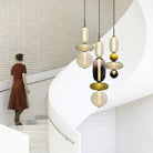 Candied Glass Combo Pendant Light - Long canopy 2 heads A1: L 11.8″ x W 4.7″ x H 59″Warm LightBlushlighting