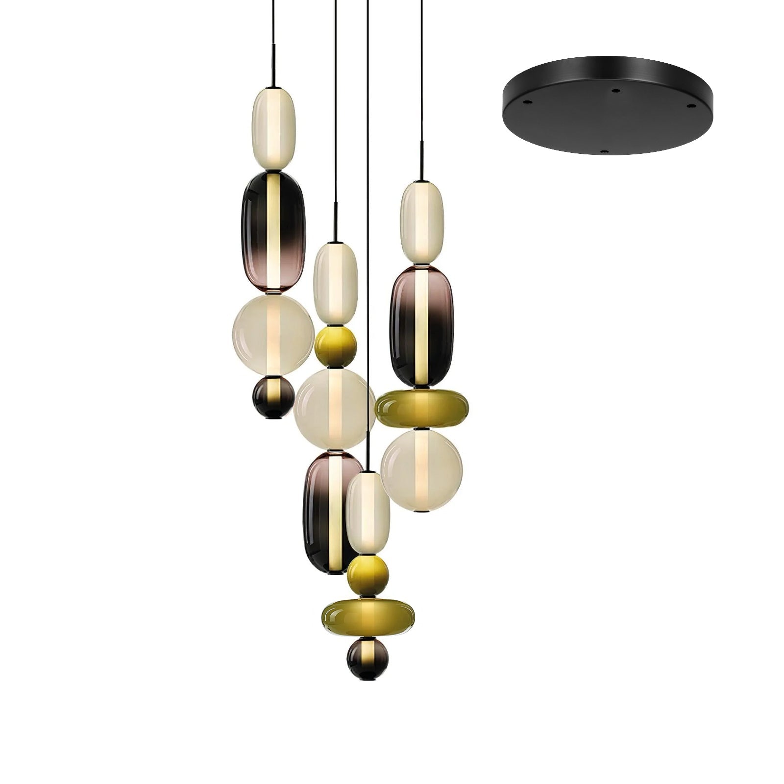 Candied Glass Combo Pendant Light - Long canopy 3 heads A3: L 19.7″ x W 4.7″ x H 59″Warm LightBlushlighting