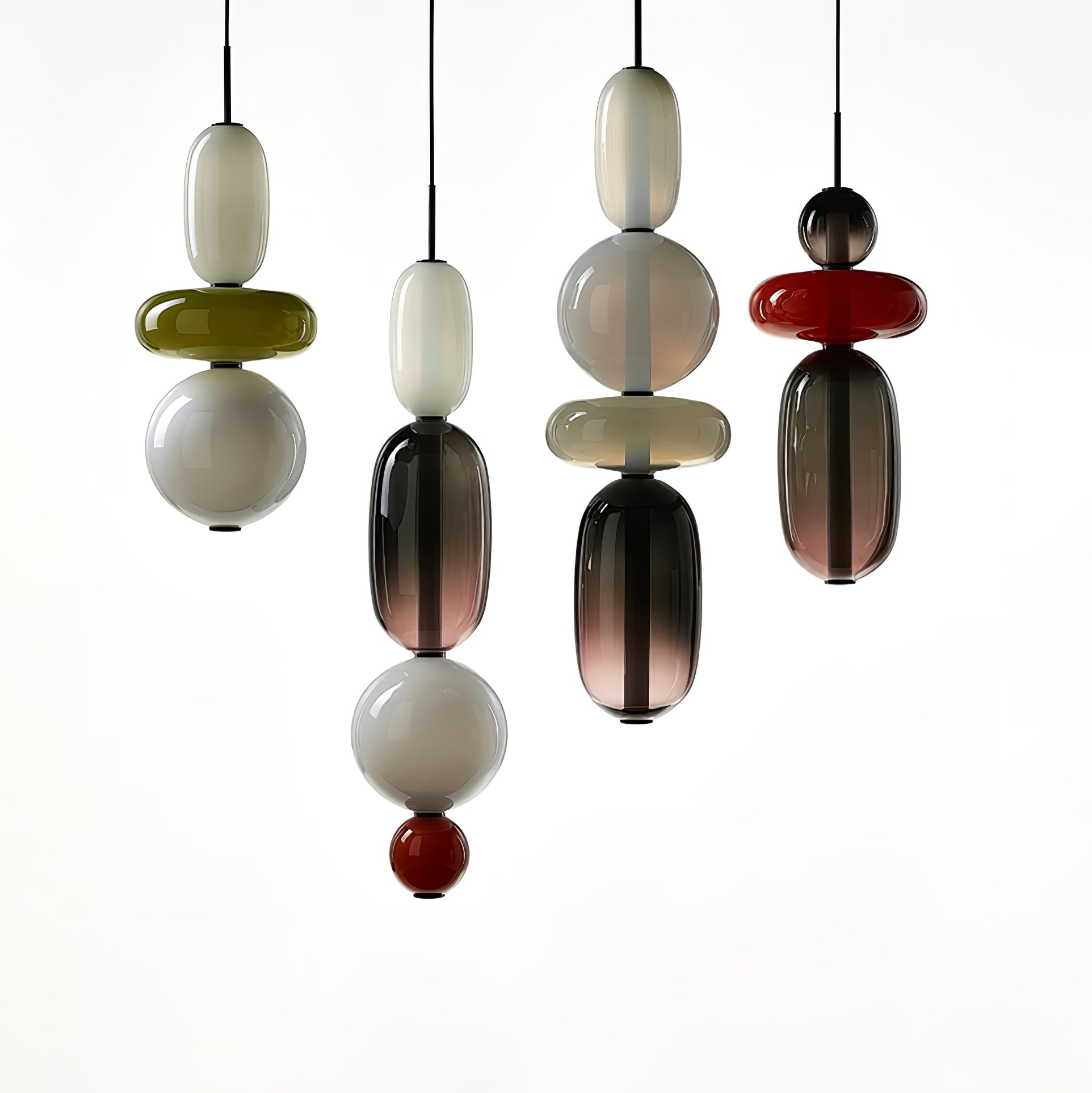 Candied Glass Combo Pendant Light - Long canopy 2 heads A1: L 11.8″ x W 4.7″ x H 59″Warm LightBlushlighting