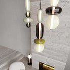 Candied Glass Combo Pendant Light - Long canopy 2 heads A1: L 11.8″ x W 4.7″ x H 59″Warm LightBlushlighting
