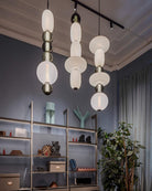 Candied Glass Combo Pendant Light - Long canopy 2 heads A1: L 11.8″ x W 4.7″ x H 59″Warm LightBlushlighting