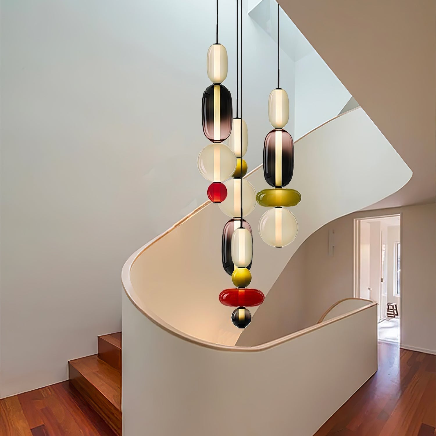 Candied Glass Combo Pendant Light - Long canopy 2 heads A1: L 11.8″ x W 4.7″ x H 59″Warm LightBlushlighting
