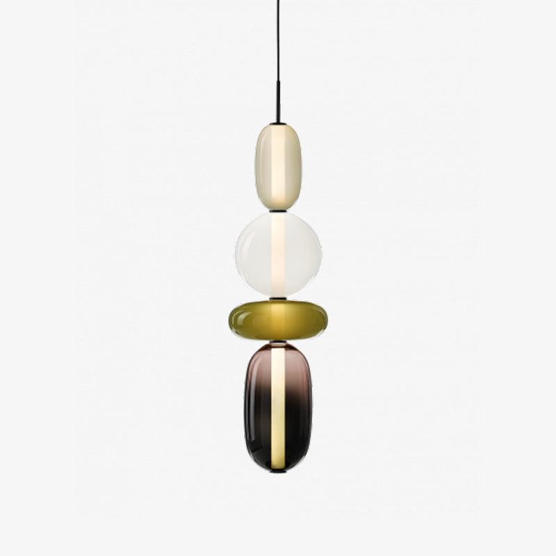 Candied Glass Combo Pendant Light - Long canopy 2 heads A1: L 11.8″ x W 4.7″ x H 59″Warm LightBlushlighting