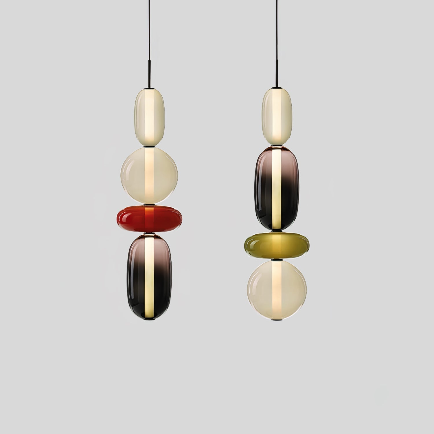 Candied Glass Combo Pendant Light - Long canopy 2 heads A1: L 11.8″ x W 4.7″ x H 59″Warm LightBlushlighting