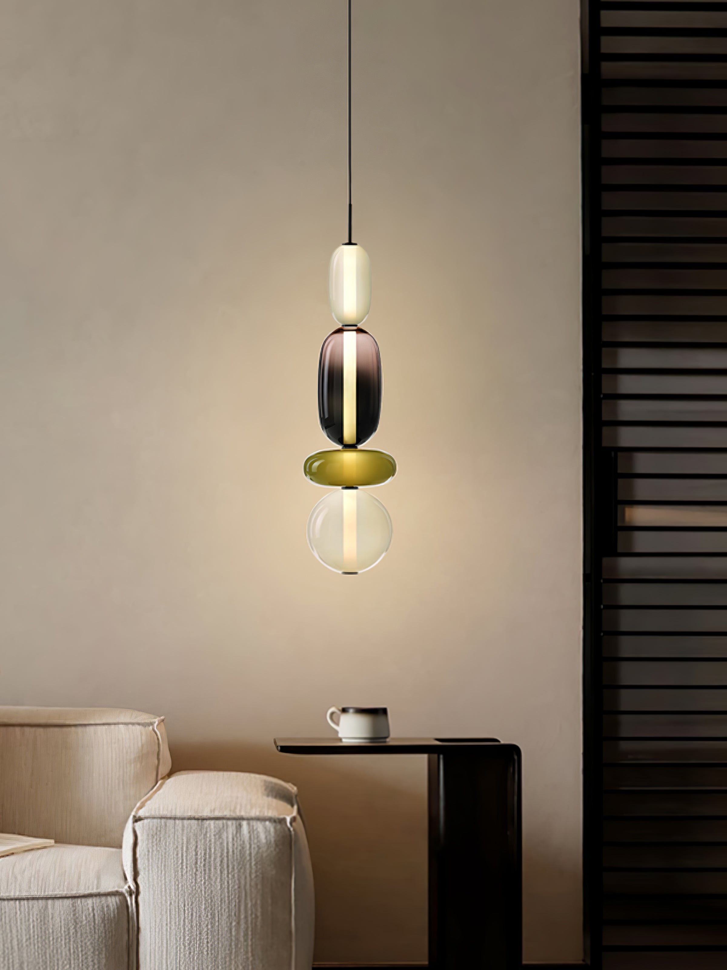 Candied Glass Combo Pendant Light - Long canopy 2 heads A1: L 11.8″ x W 4.7″ x H 59″Warm LightBlushlighting