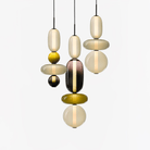 Candied Glass Combo Pendant Light - Long canopy 2 heads A1: L 11.8″ x W 4.7″ x H 59″Warm LightBlushlighting