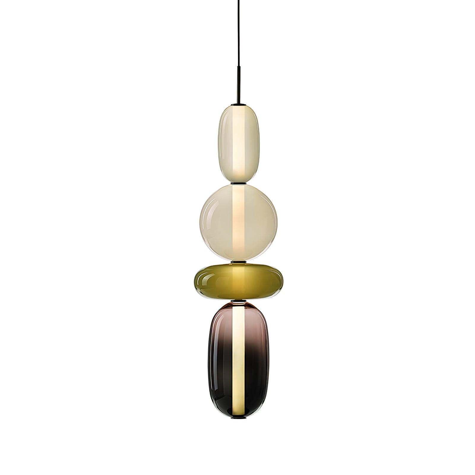 Candied Glass Combo Pendant Light - Long canopy 2 heads A1: L 11.8″ x W 4.7″ x H 59″Warm LightBlushlighting
