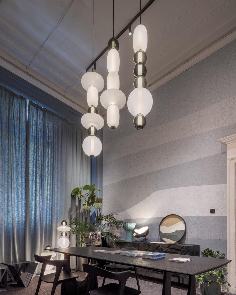 Candied Glass Combo Pendant Light - Long canopy 2 heads A1: L 11.8″ x W 4.7″ x H 59″Warm LightBlushlighting
