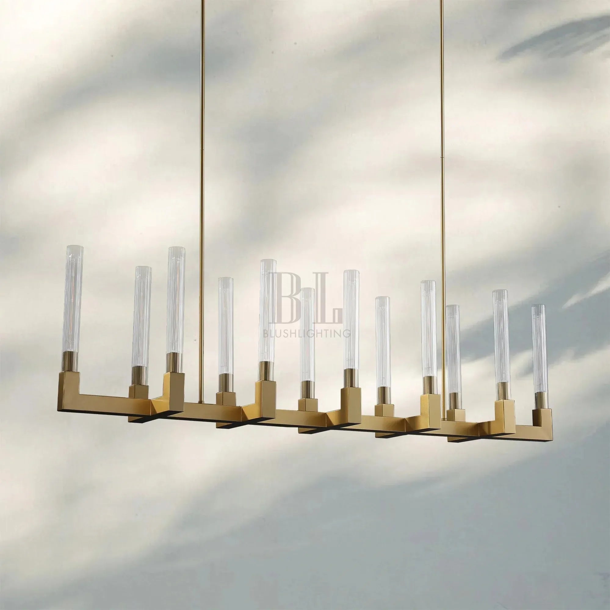 Cannel Candlestick Glass Linear Chandelier-