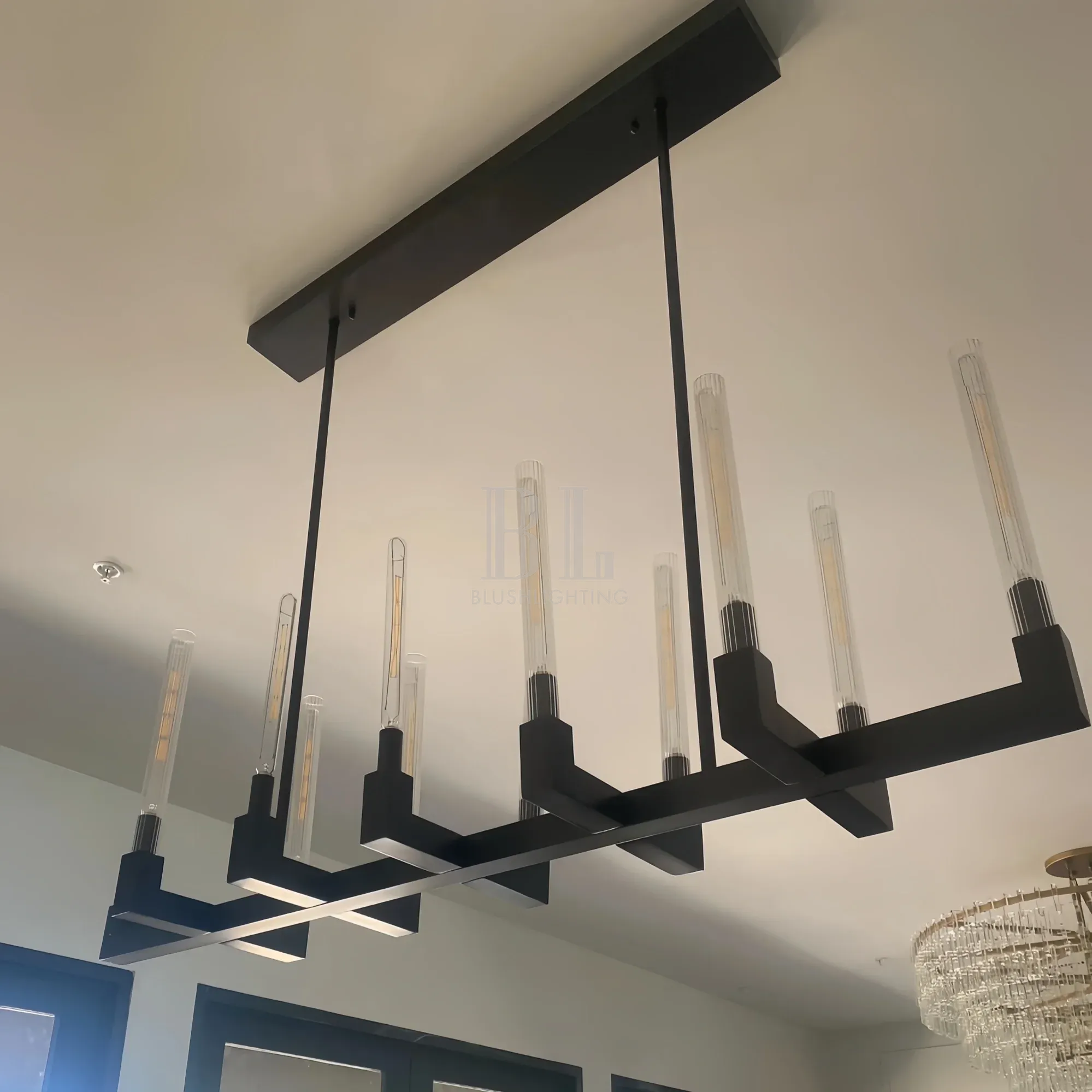 Cannel Candlestick Glass Linear Chandelier-Blushlighting