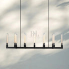 Cannel Candlestick Glass Linear Chandelier-Linear 55"L 12-Light-Matte Black-