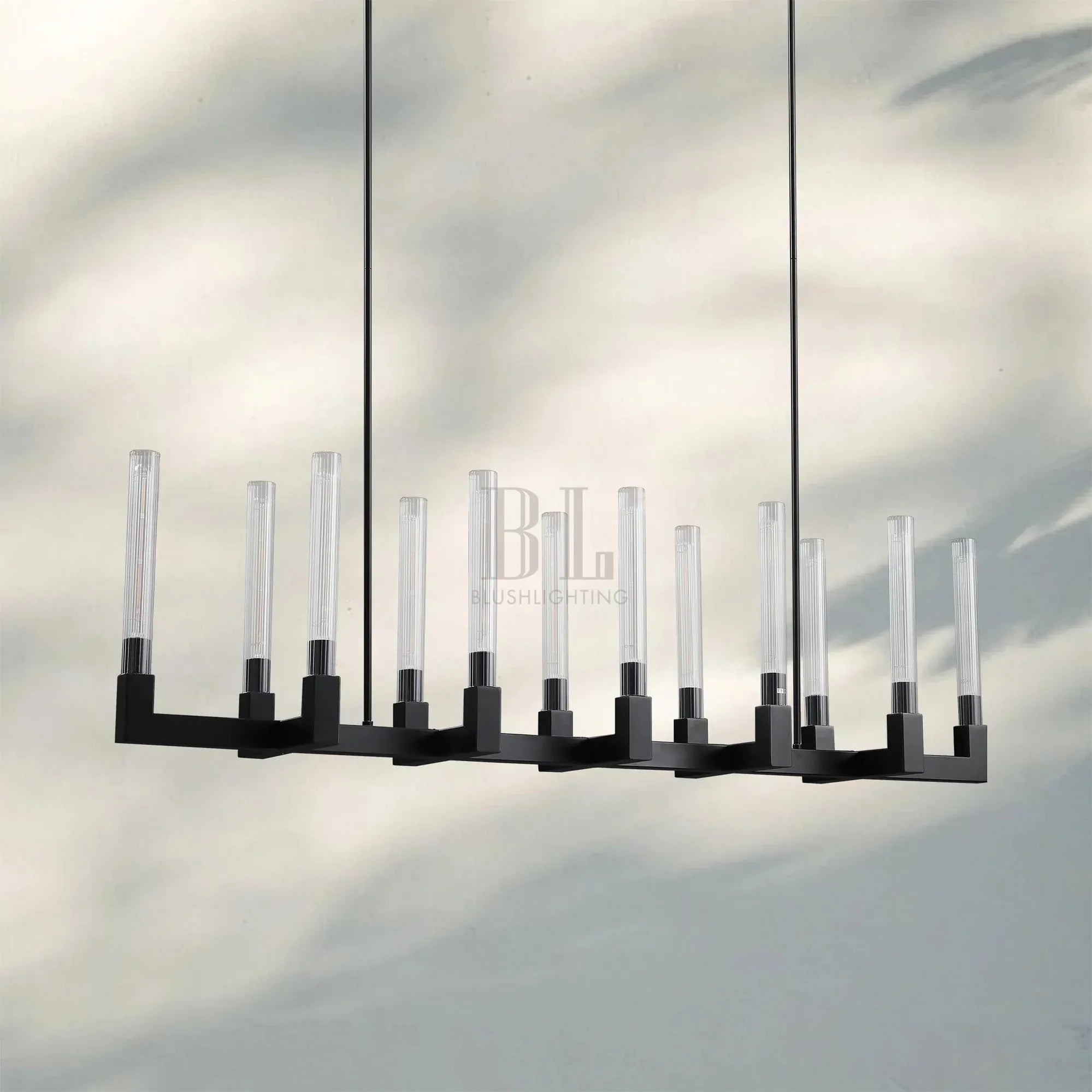 Cannel Candlestick Glass Linear Chandelier-