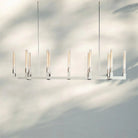 Cannel Candlestick Glass Linear Chandelier-Linear 55"L 12-Light-Polished Nickel-
