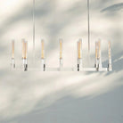 Cannel Candlestick Glass Linear Chandelier-Linear 67"L 12-Light-Polished Nickel-